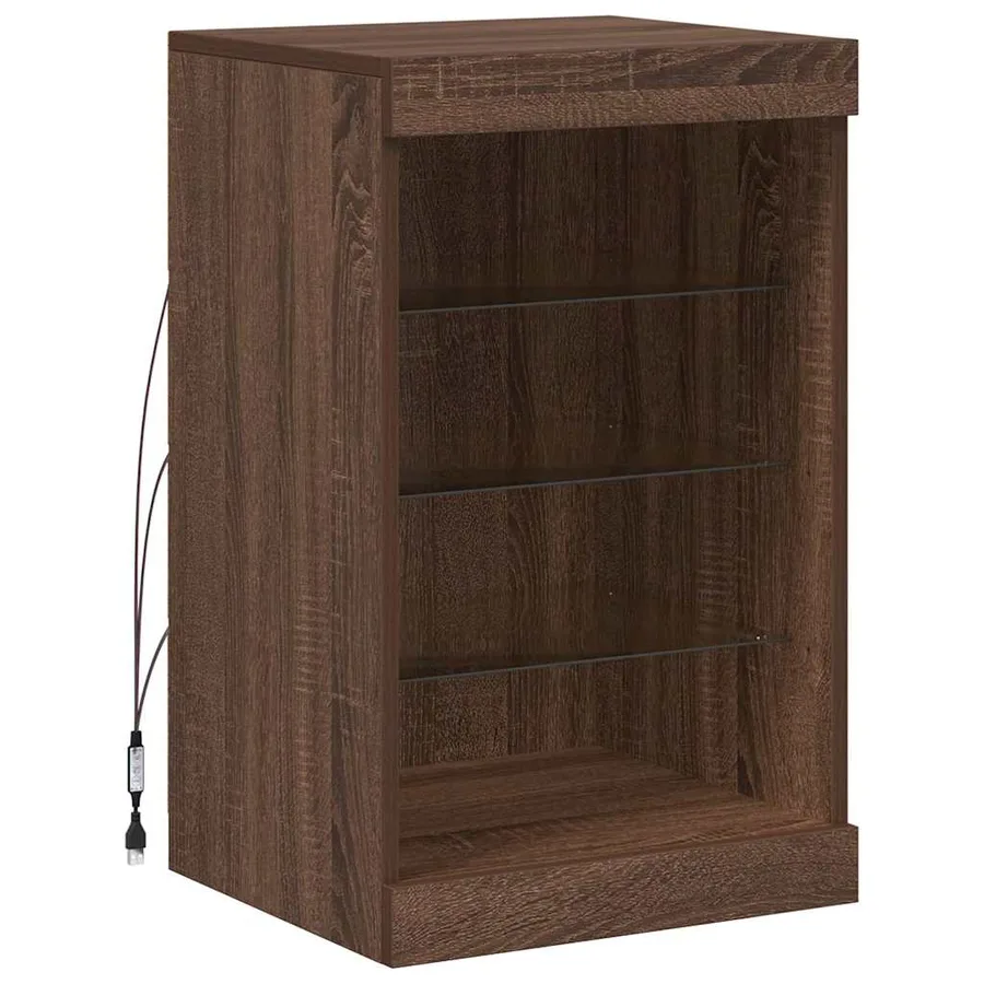 Buffet avec lumières LED chêne marron 41x37x67 cm - 3