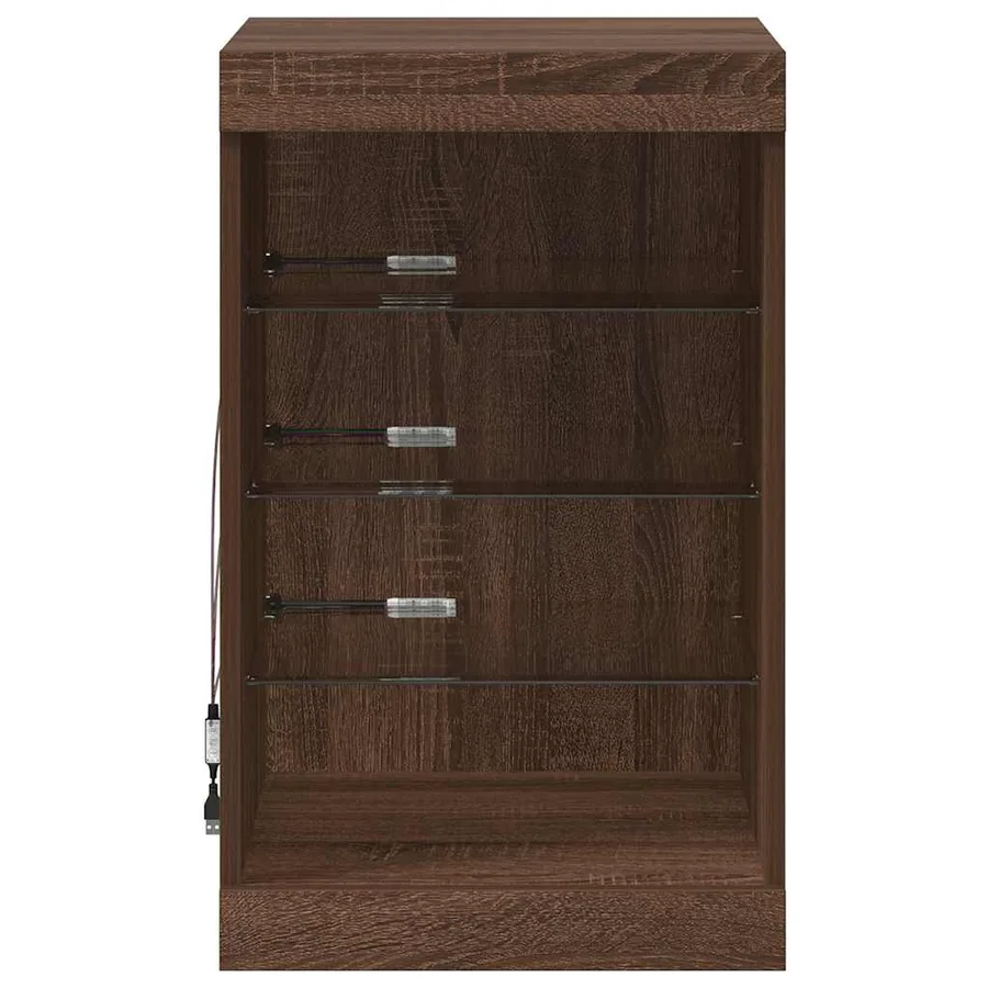 Buffet avec lumières LED chêne marron 41x37x67 cm - 6