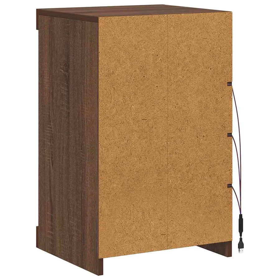 Buffet avec lumières LED chêne marron 41x37x67 cm - 8