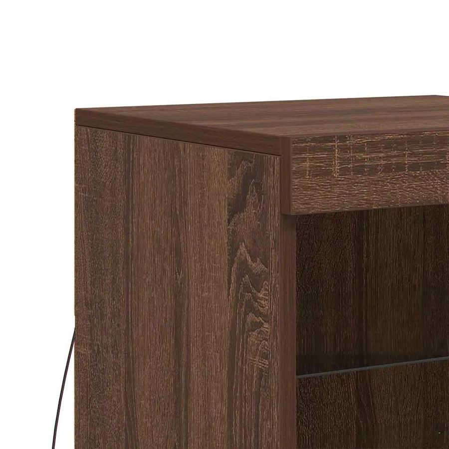 Buffet avec lumières LED chêne marron 41x37x67 cm - 9