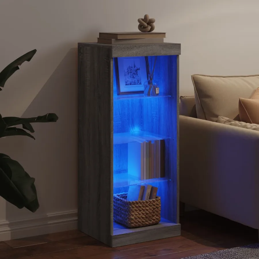 Buffet avec lumières LED sonoma gris 41x37x100 cm - 3