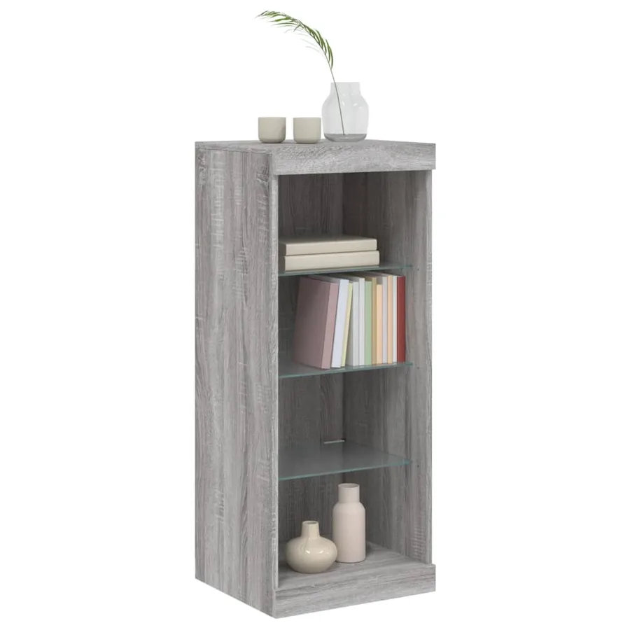 Buffet avec lumières LED sonoma gris 41x37x100 cm - 4