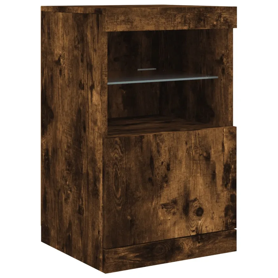 Buffet avec lumières LED chêne fumé 164x37x67 cm - 11