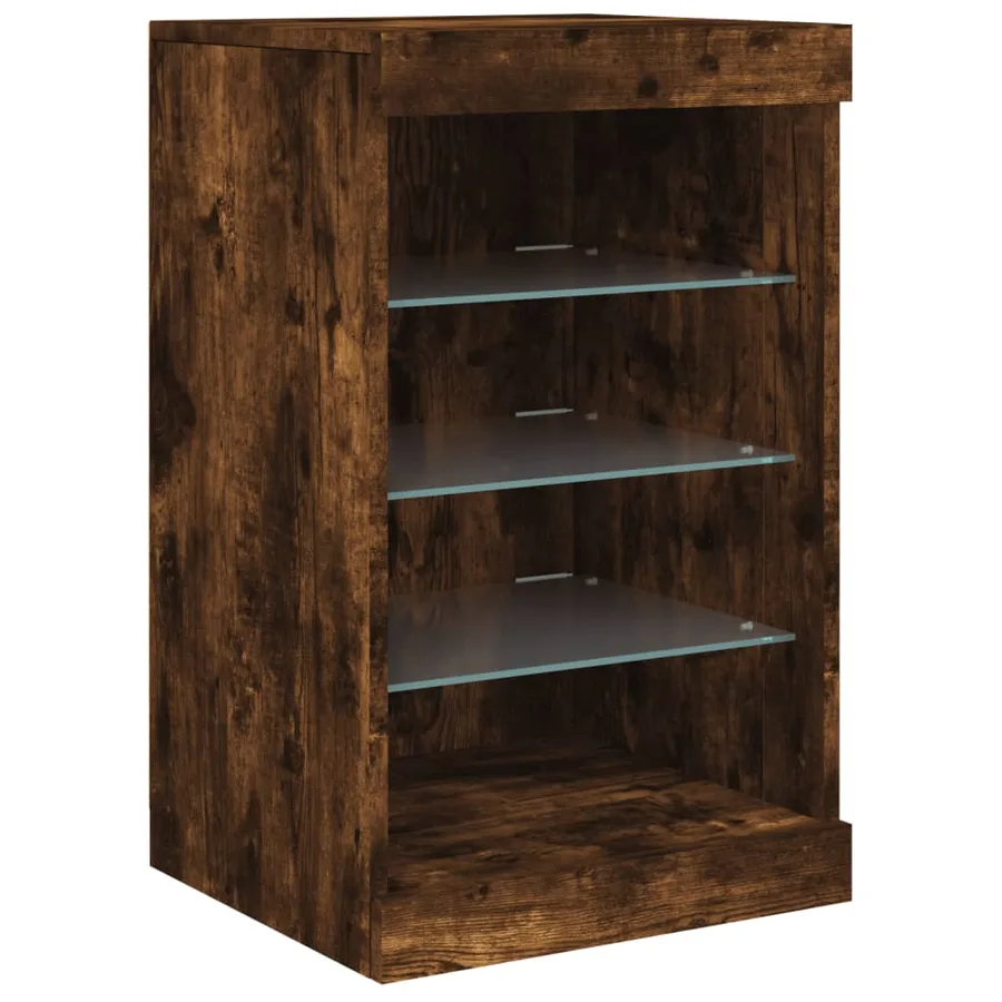 Buffet avec lumières LED chêne fumé 164x37x67 cm - 12