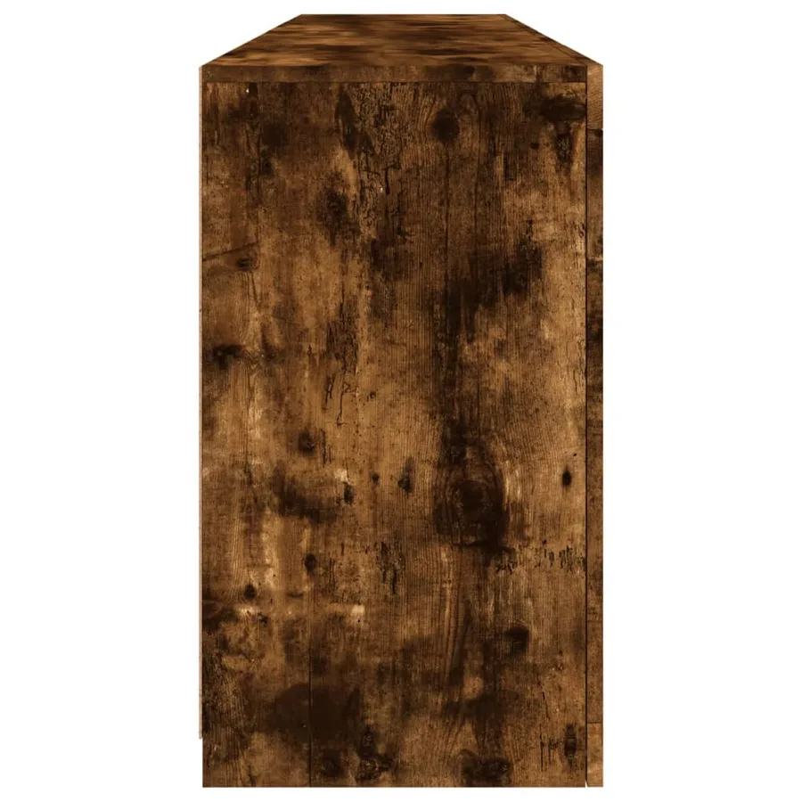 Buffet avec lumières LED chêne fumé 164x37x67 cm - 8