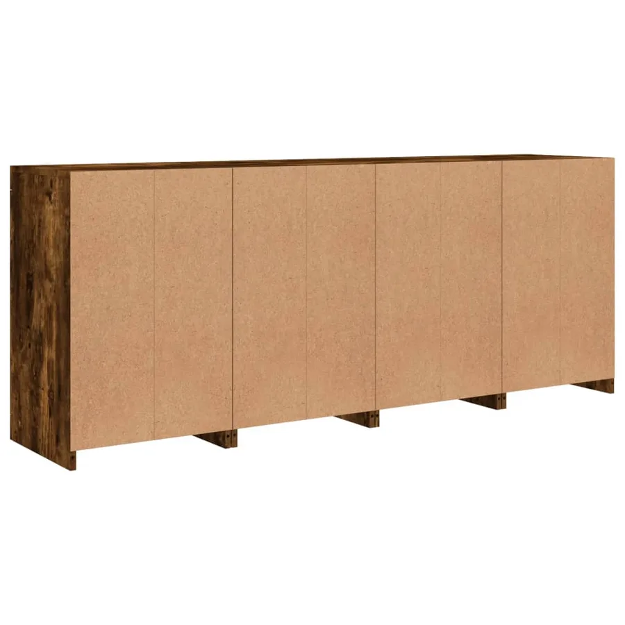 Buffet avec lumières LED chêne fumé 164x37x67 cm - 9