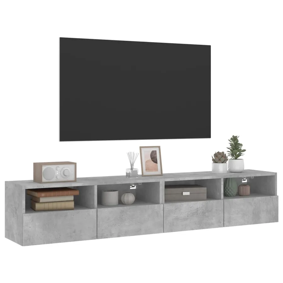 Meubles TV muraux 2 pcs gris béton 80x30x30cm bois d'ingénierie - 5