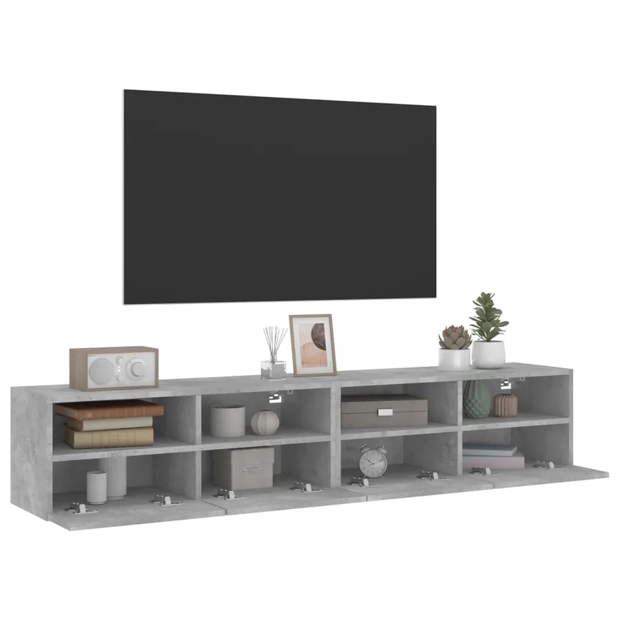Meubles TV muraux 2 pcs gris béton 80x30x30cm bois d'ingénierie - 6
