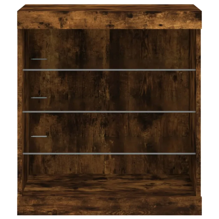 Buffet avec lumières LED chêne fumé 60,5x37x67 cm - 6