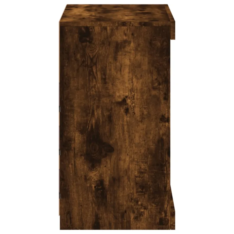 Buffet avec lumières LED chêne fumé 60,5x37x67 cm - 7