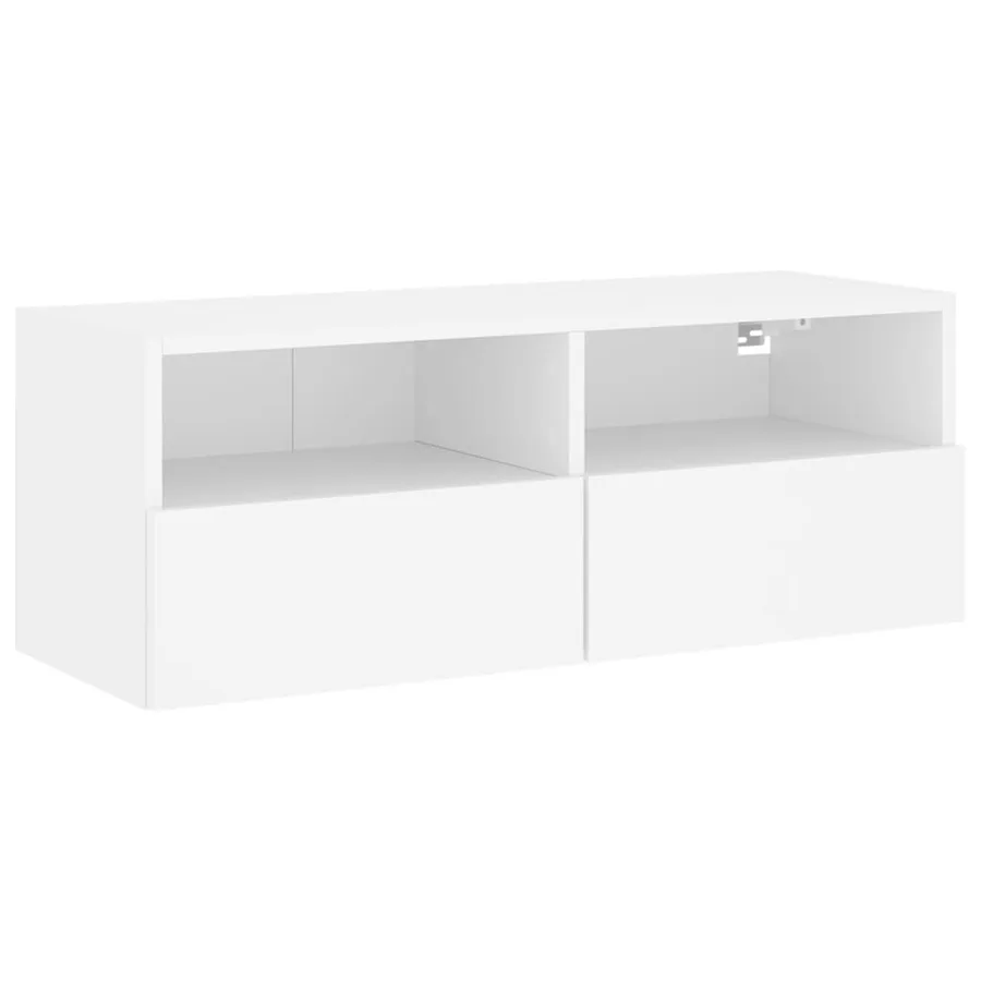 Meuble TV mural blanc 80x30x30 cm bois d'ingénierie - 2