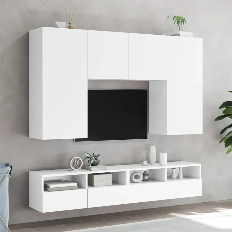 Meuble TV mural blanc 80x30x30 cm bois d'ingénierie - 4