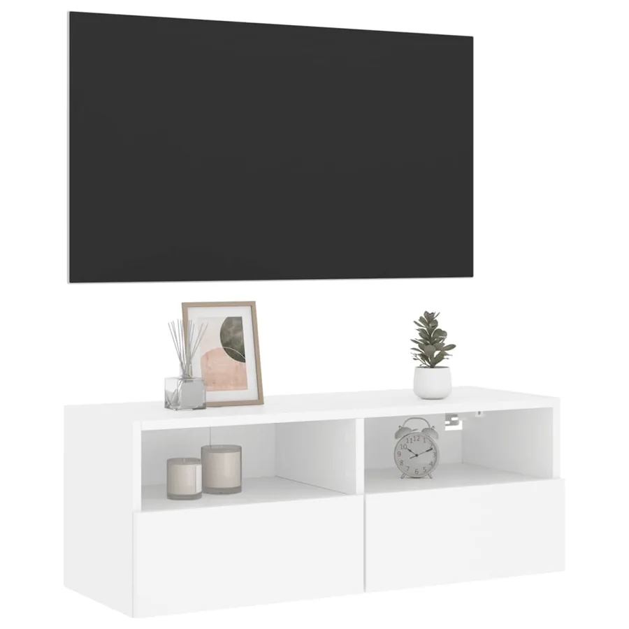 Meuble TV mural blanc 80x30x30 cm bois d'ingénierie - 5
