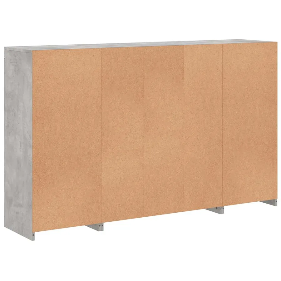 Buffets avec lumières LED 3 pcs gris béton bois d'ingénierie - 10