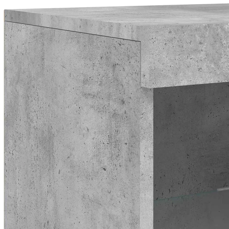Buffets avec lumières LED 3 pcs gris béton bois d'ingénierie - 11