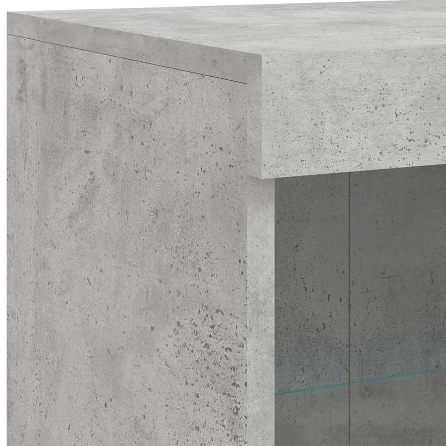 Buffets avec lumières LED 3 pcs gris béton bois d'ingénierie - 12