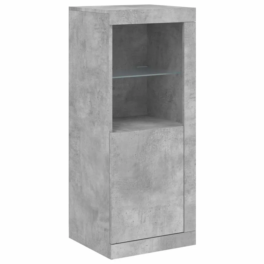 Buffets avec lumières LED 3 pcs gris béton bois d'ingénierie - 7