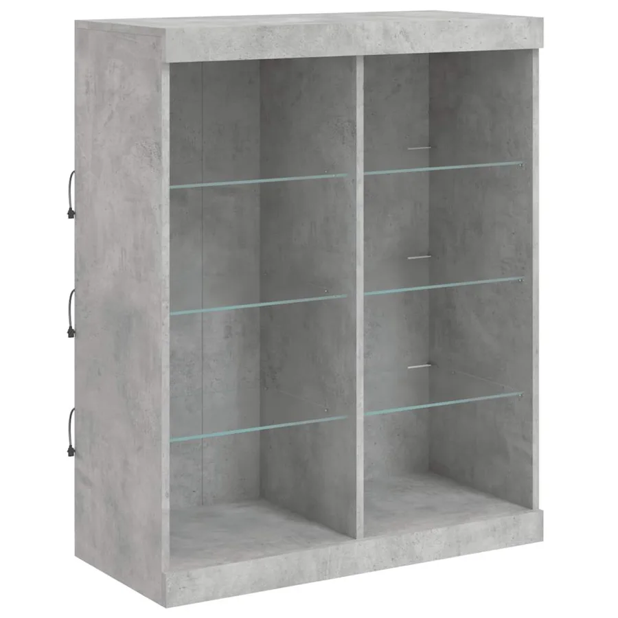 Buffets avec lumières LED 3 pcs gris béton bois d'ingénierie - 8