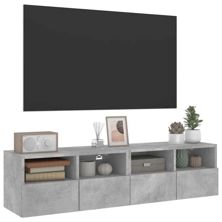 Meubles TV muraux 2 pcs gris béton 60x30x30cm bois d'ingénierie - 5