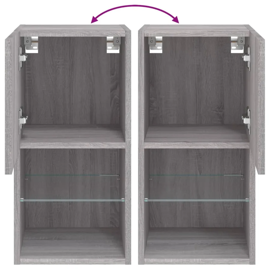 Meubles TV avec lumières LED 2 pcs sonoma gris 30,5x30x60 cm - 12