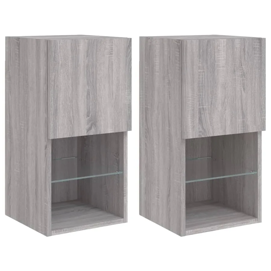Meubles TV avec lumières LED 2 pcs sonoma gris 30,5x30x60 cm - 2