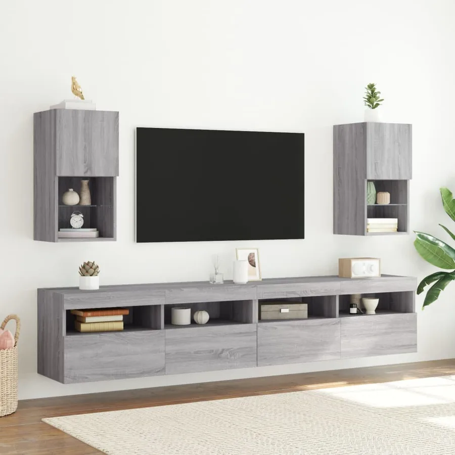 Meubles TV avec lumières LED 2 pcs sonoma gris 30,5x30x60 cm - 3