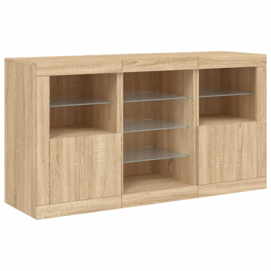 Buffet avec lumières LED chêne sonoma 123x37x67 cm - 5