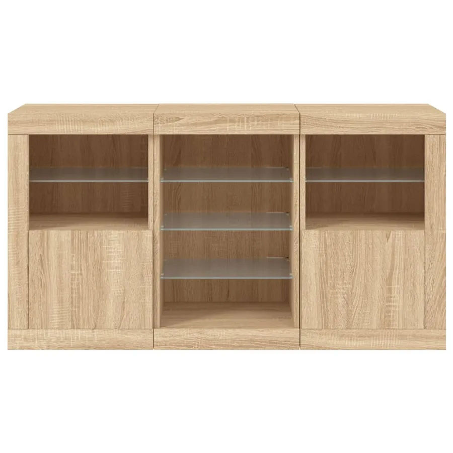 Buffet avec lumières LED chêne sonoma 123x37x67 cm - 6
