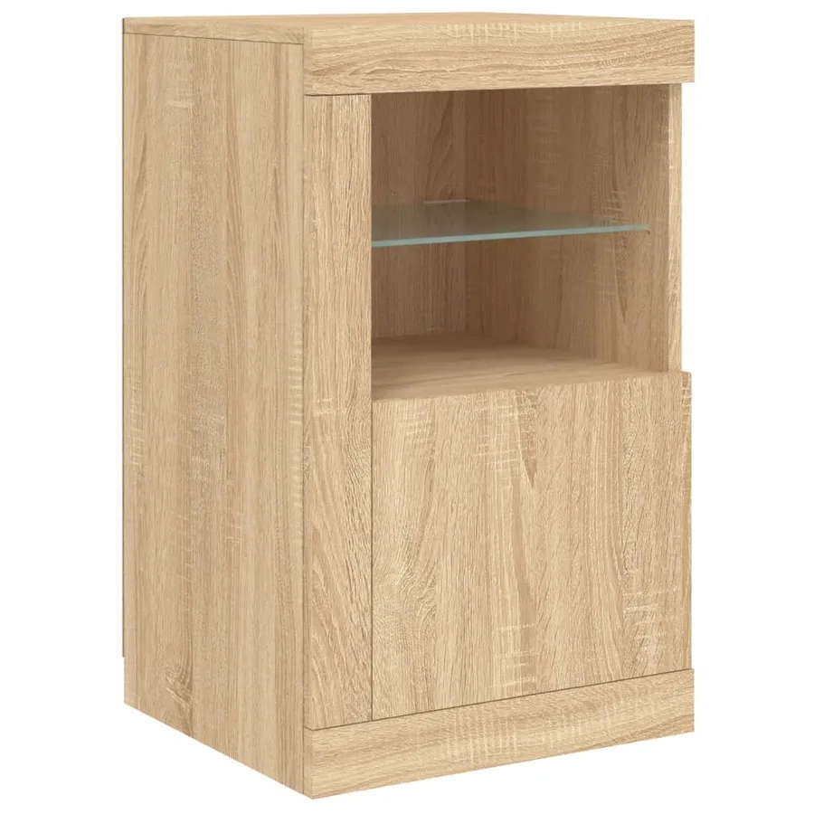 Buffet avec lumières LED chêne sonoma 123x37x67 cm - 9
