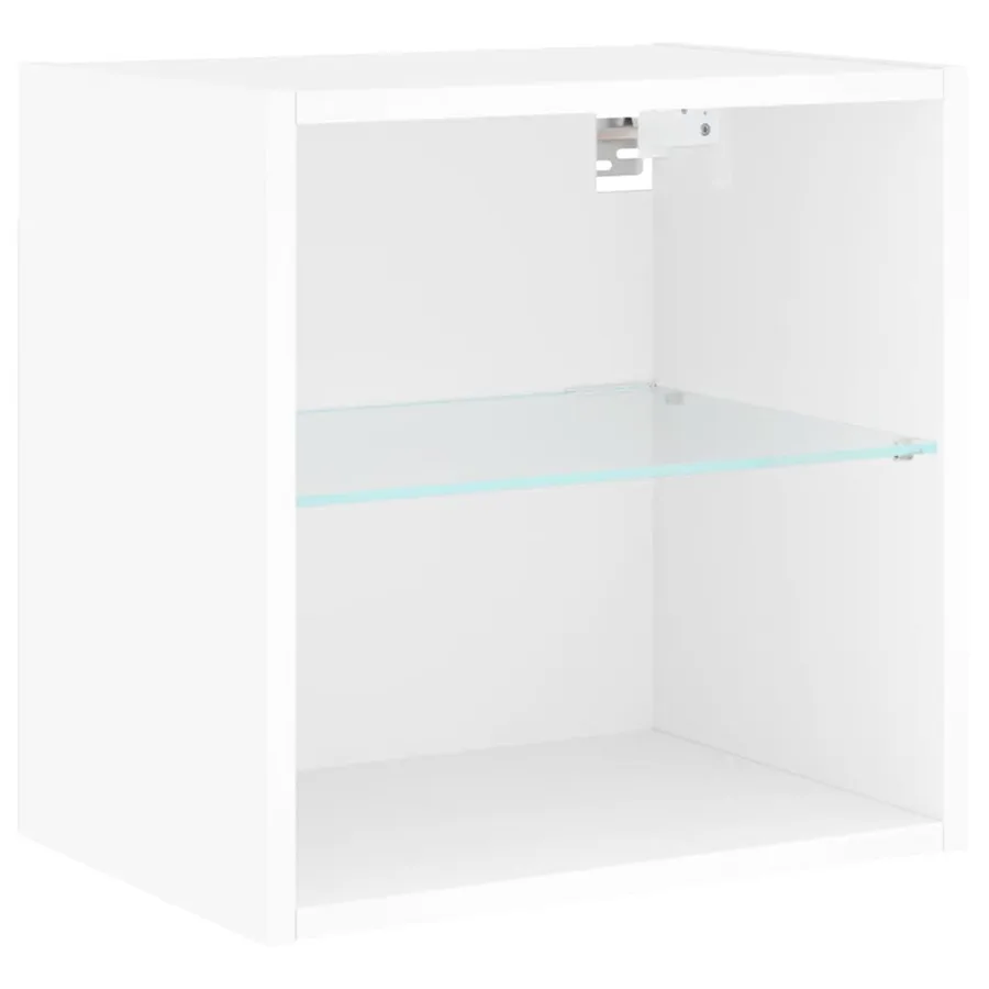 Unités murales TV avec LED 5 pcs blanc bois d'ingénierie - 7