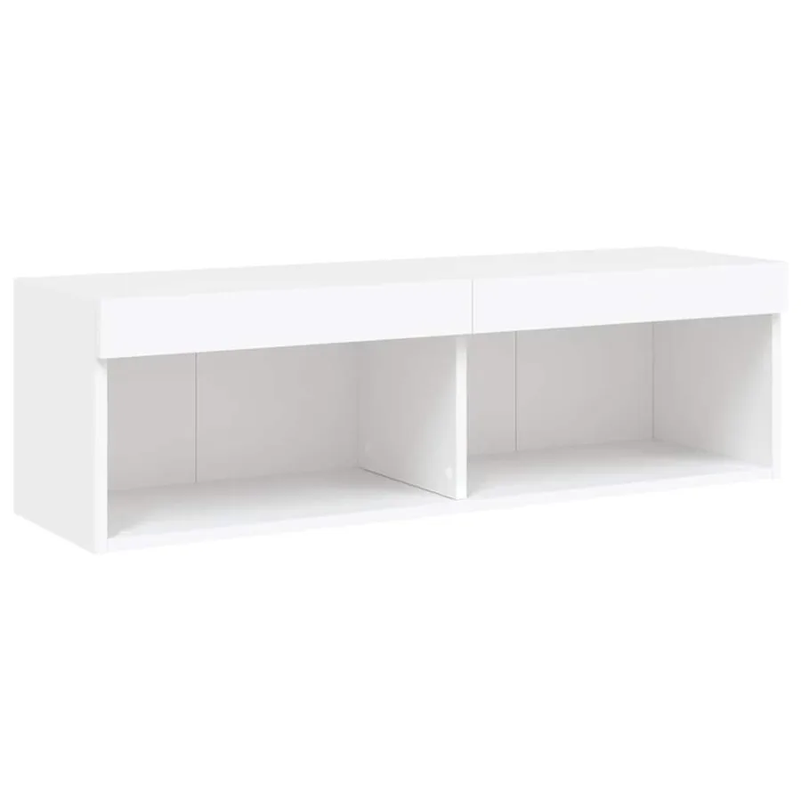 Unités murales TV avec LED 5 pcs blanc bois d'ingénierie - 9