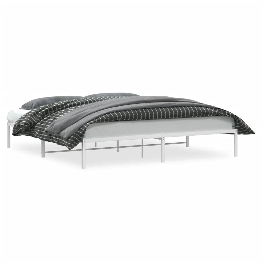 Cadre de lit métal sans matelas blanc 193x203 cm - 2