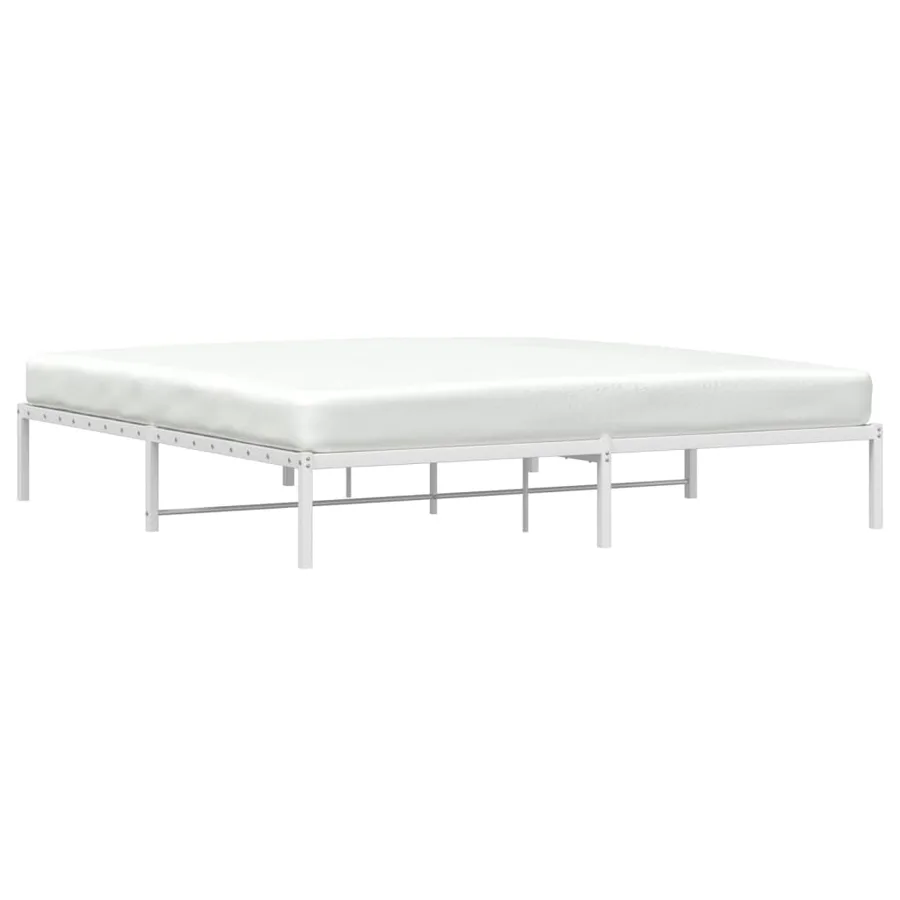 Cadre de lit métal sans matelas blanc 193x203 cm - 3