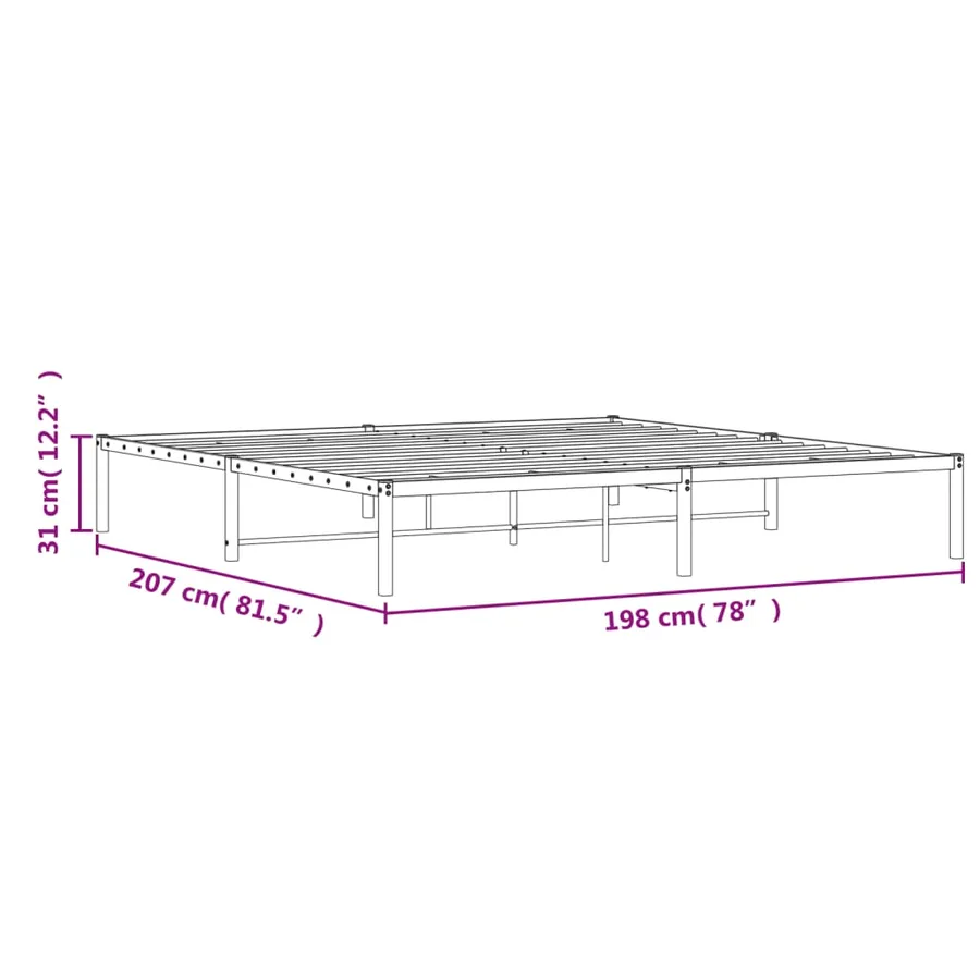 Cadre de lit métal sans matelas blanc 193x203 cm - 9
