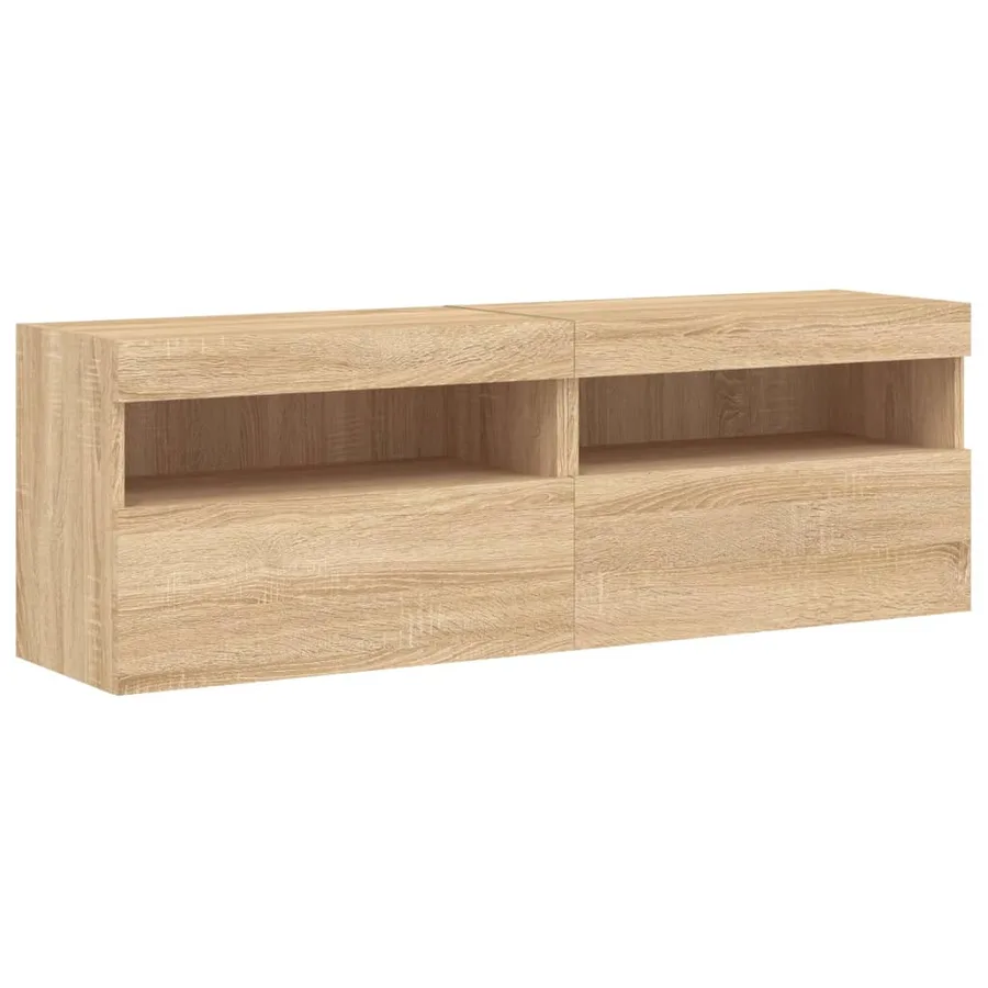 Meubles TV muraux lumières LED 2 pcs chêne sonoma 60x30x40 cm - 3