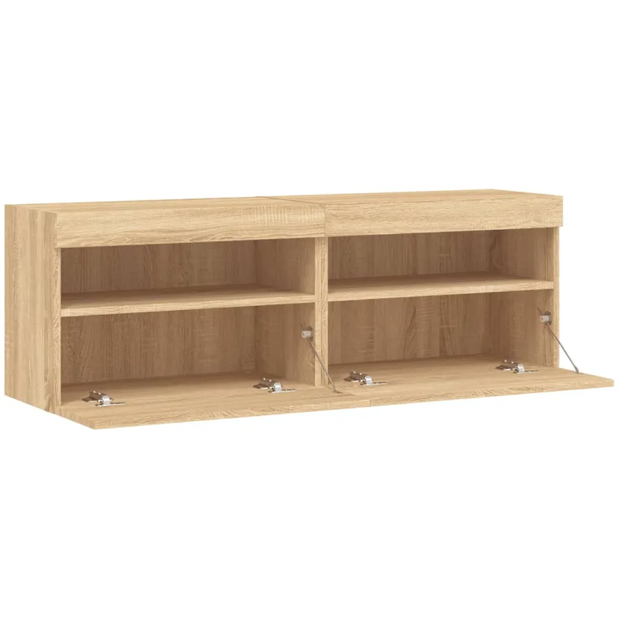 Meubles TV muraux lumières LED 2 pcs chêne sonoma 60x30x40 cm - 8