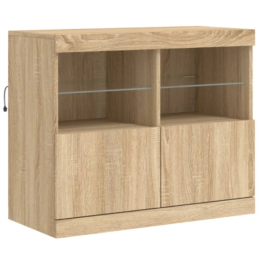 Buffet avec lumières LED chêne sonoma 163x37x67 cm - 10