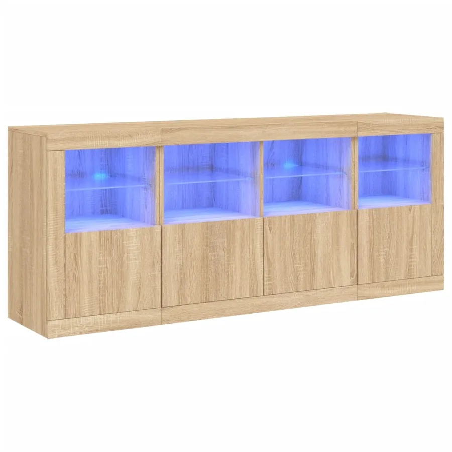 Buffet avec lumières LED chêne sonoma 163x37x67 cm - 2