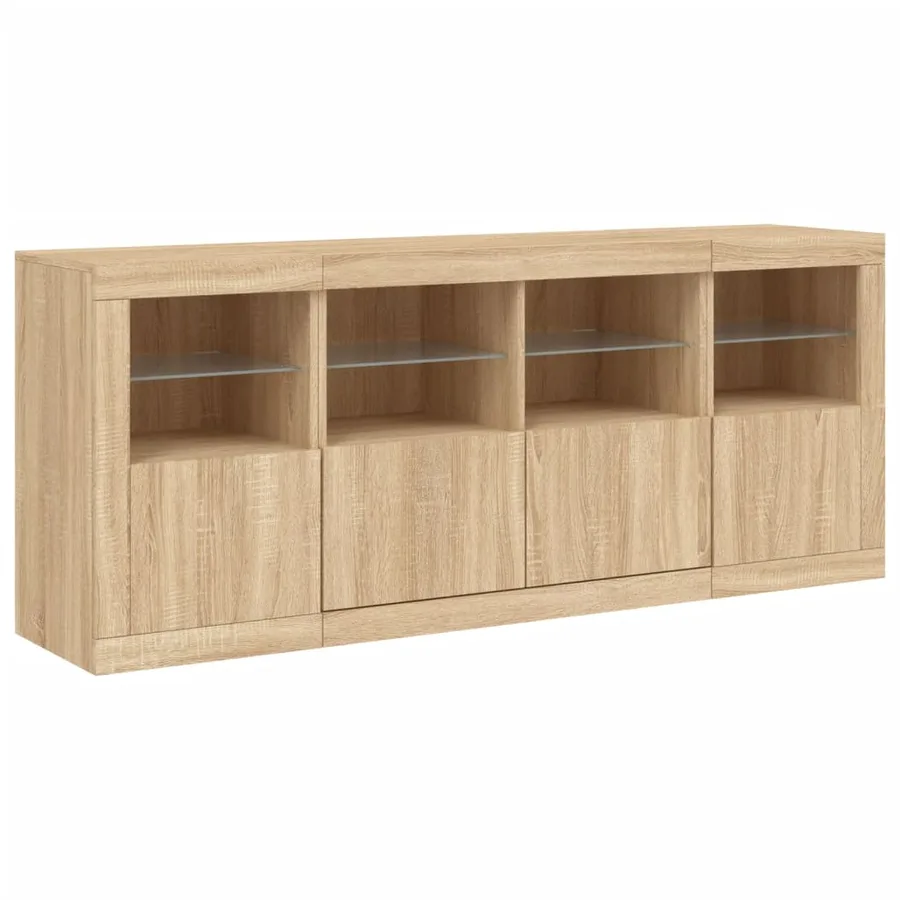 Buffet avec lumières LED chêne sonoma 163x37x67 cm - 5