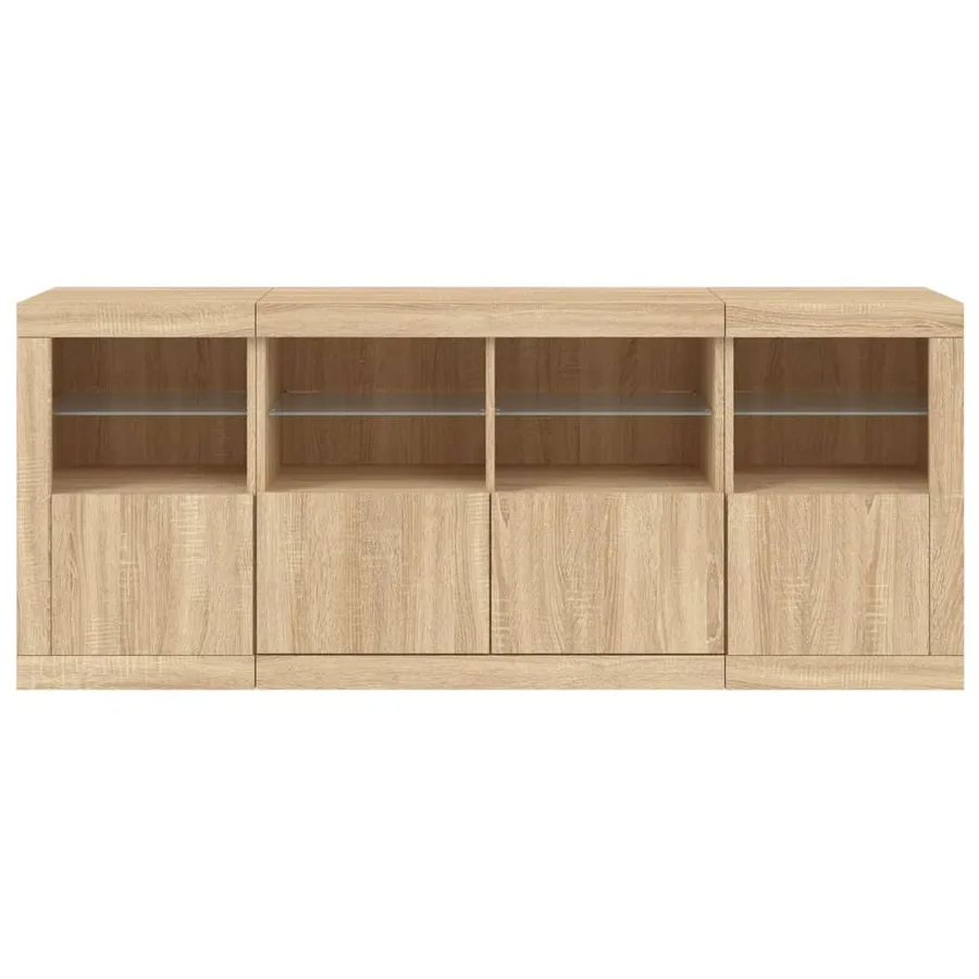 Buffet avec lumières LED chêne sonoma 163x37x67 cm - 6