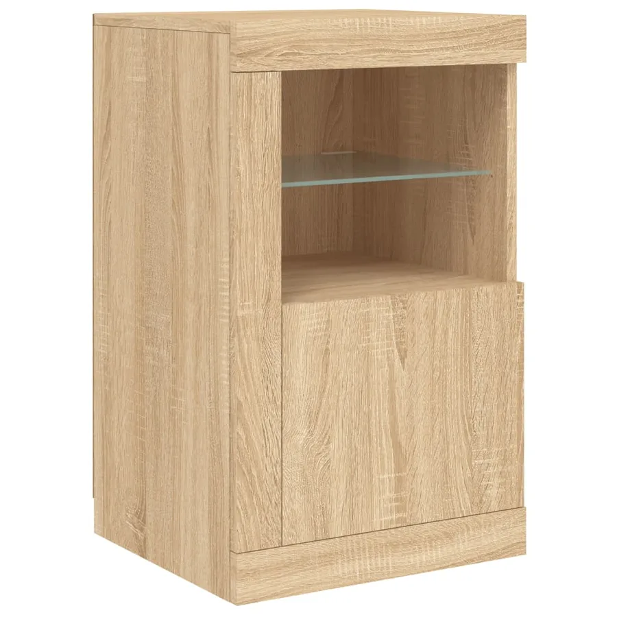 Buffet avec lumières LED chêne sonoma 163x37x67 cm - 9