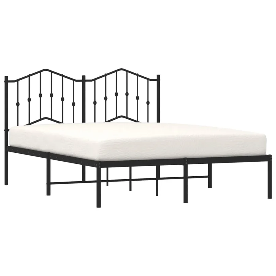 Cadre de lit métal sans matelas avec tête de lit noir 140x190cm - 3
