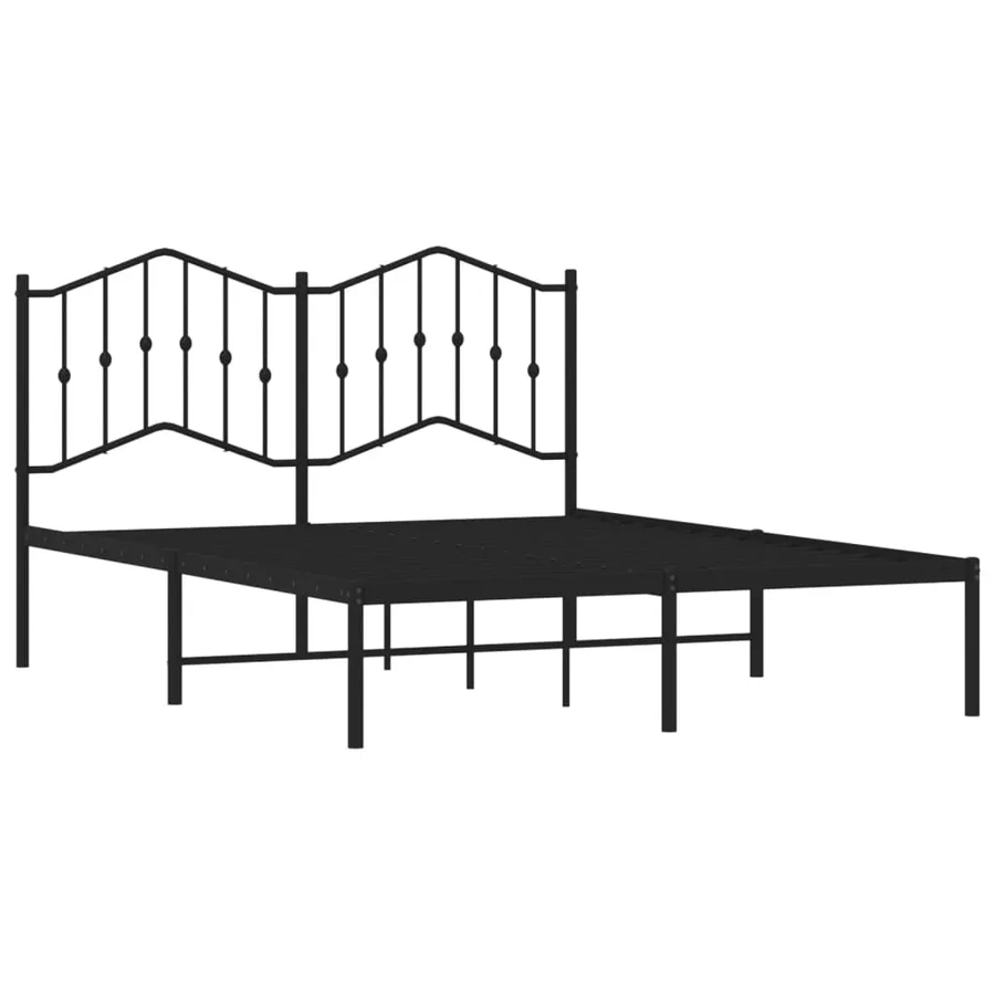 Cadre de lit métal sans matelas avec tête de lit noir 140x190cm - 4