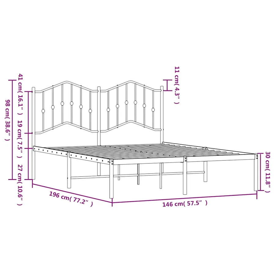Cadre de lit métal sans matelas avec tête de lit noir 140x190cm - 9