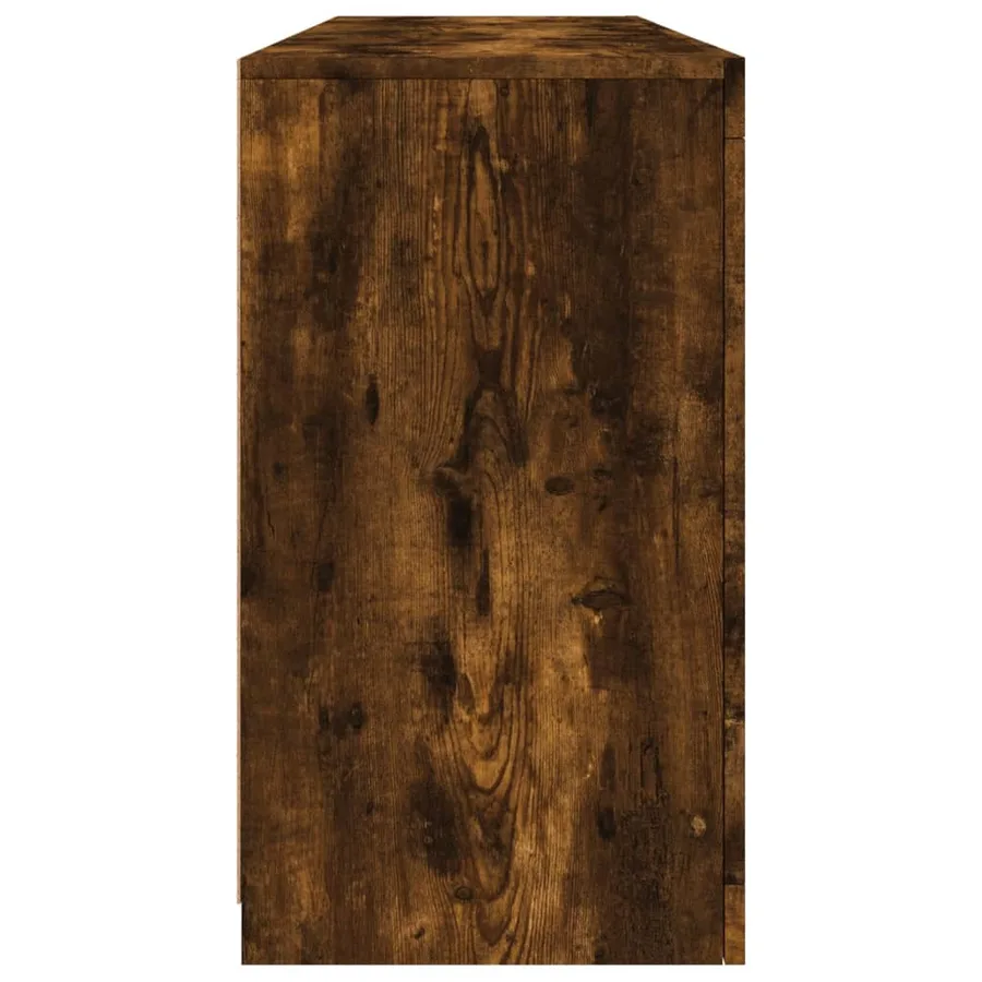 Buffet avec lumières LED chêne fumé 163x37x67 cm - 7