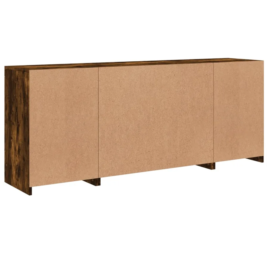 Buffet avec lumières LED chêne fumé 163x37x67 cm - 8