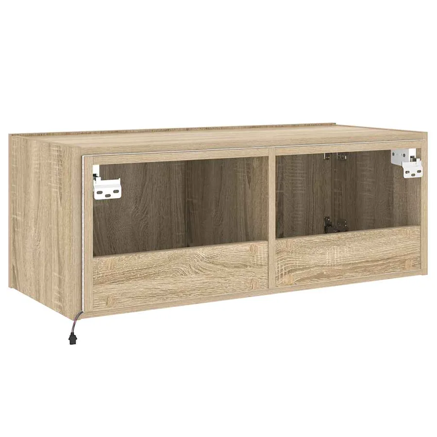 Meuble TV mural avec lumières LED chêne sonoma 80x35x31 cm - 11