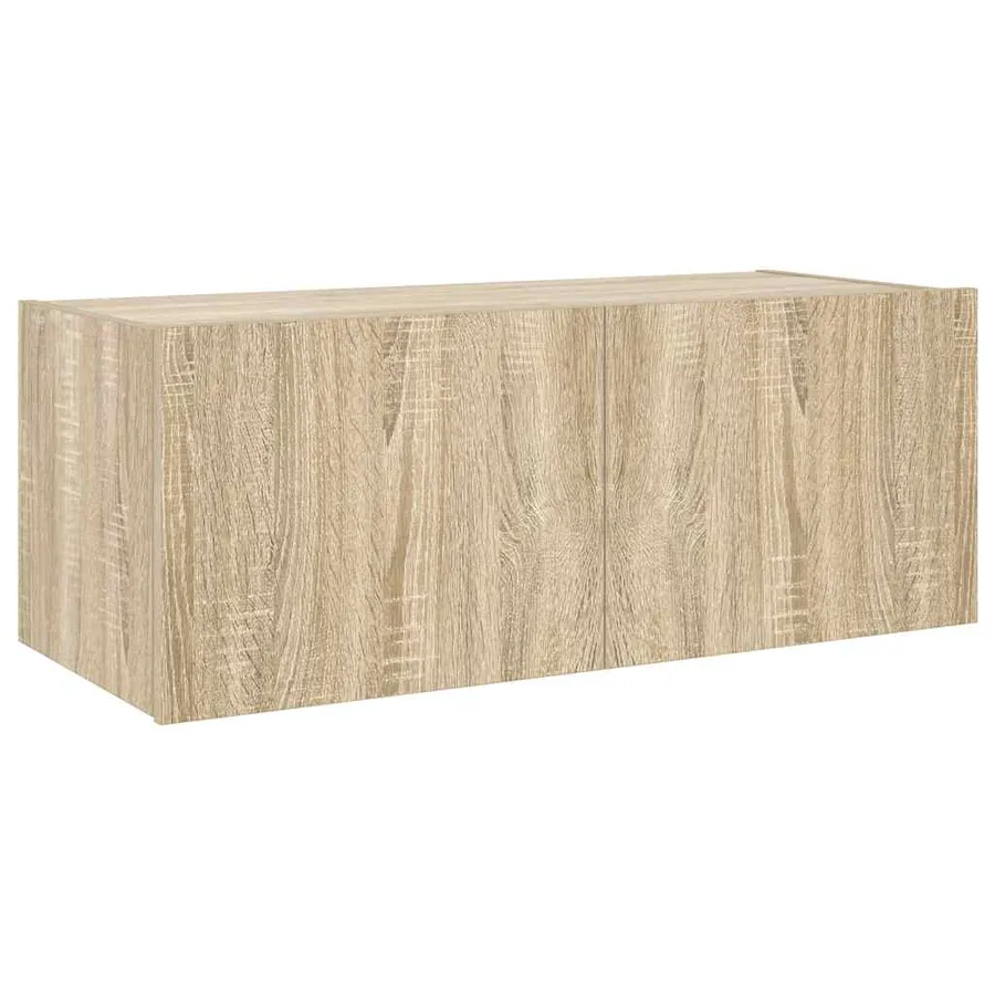 Meuble TV mural avec lumières LED chêne sonoma 80x35x31 cm - 7
