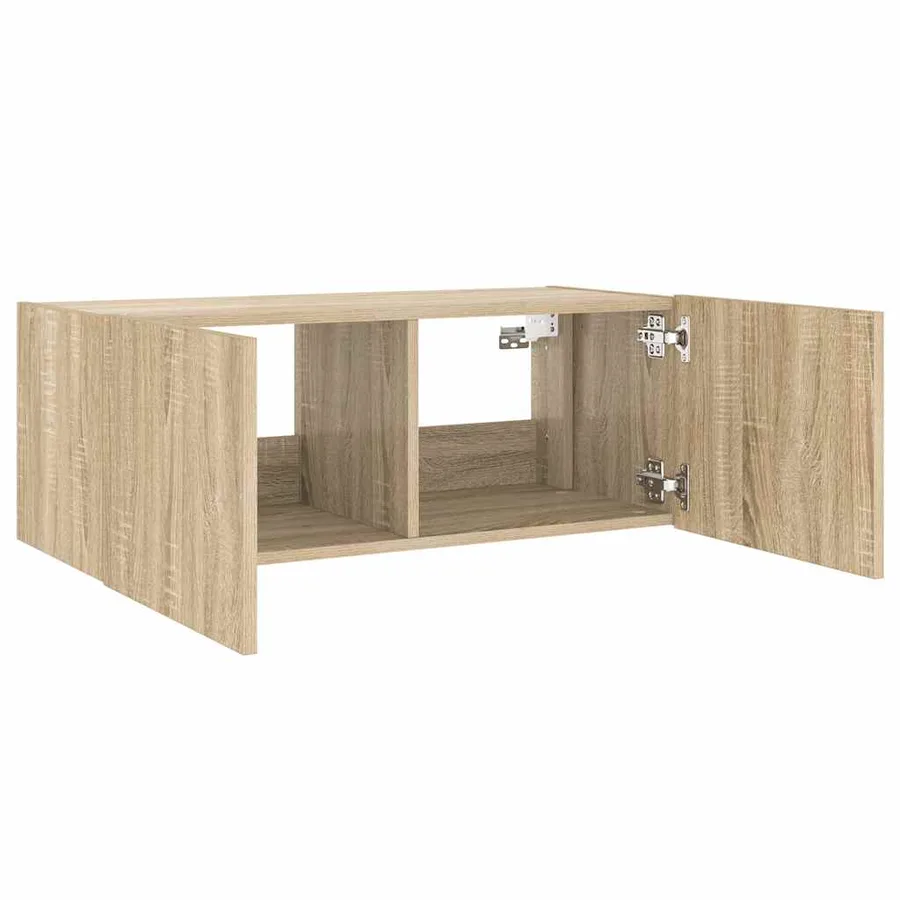 Meuble TV mural avec lumières LED chêne sonoma 80x35x31 cm - 8