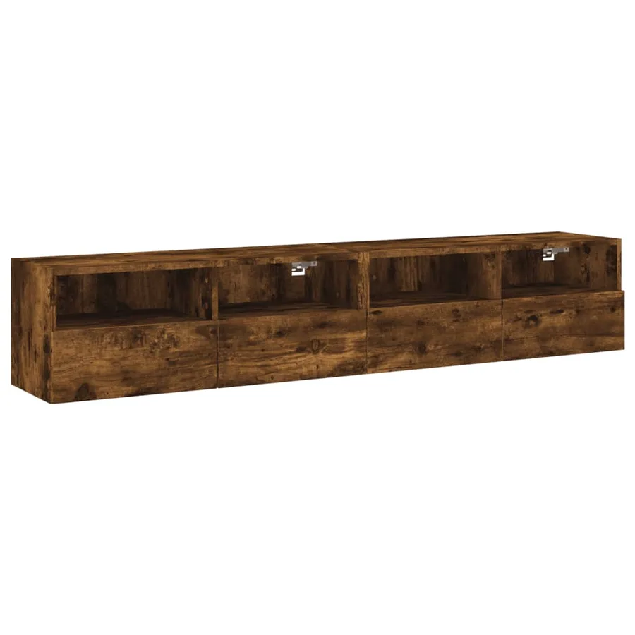 Meubles TV muraux 2 pcs chêne fumé 80x30x30cm bois d'ingénierie - 2